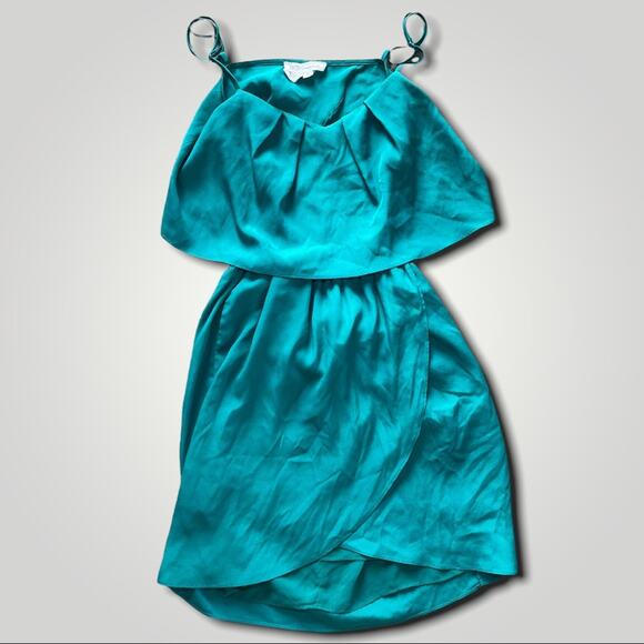 BCBG Y2K VINTAGE RETRO CUTOUT TEAL OPEN BACK TULIP SKIRT DRESS SUNDRESS- XS - Picture 2 of 6